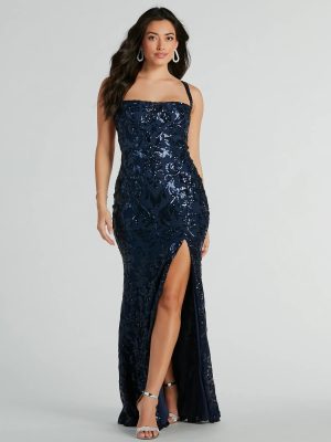 Moira Lace-Up Sequin Formal Dress