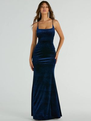 Reagan Strappy Mermaid Glitter Velvet Formal Dress