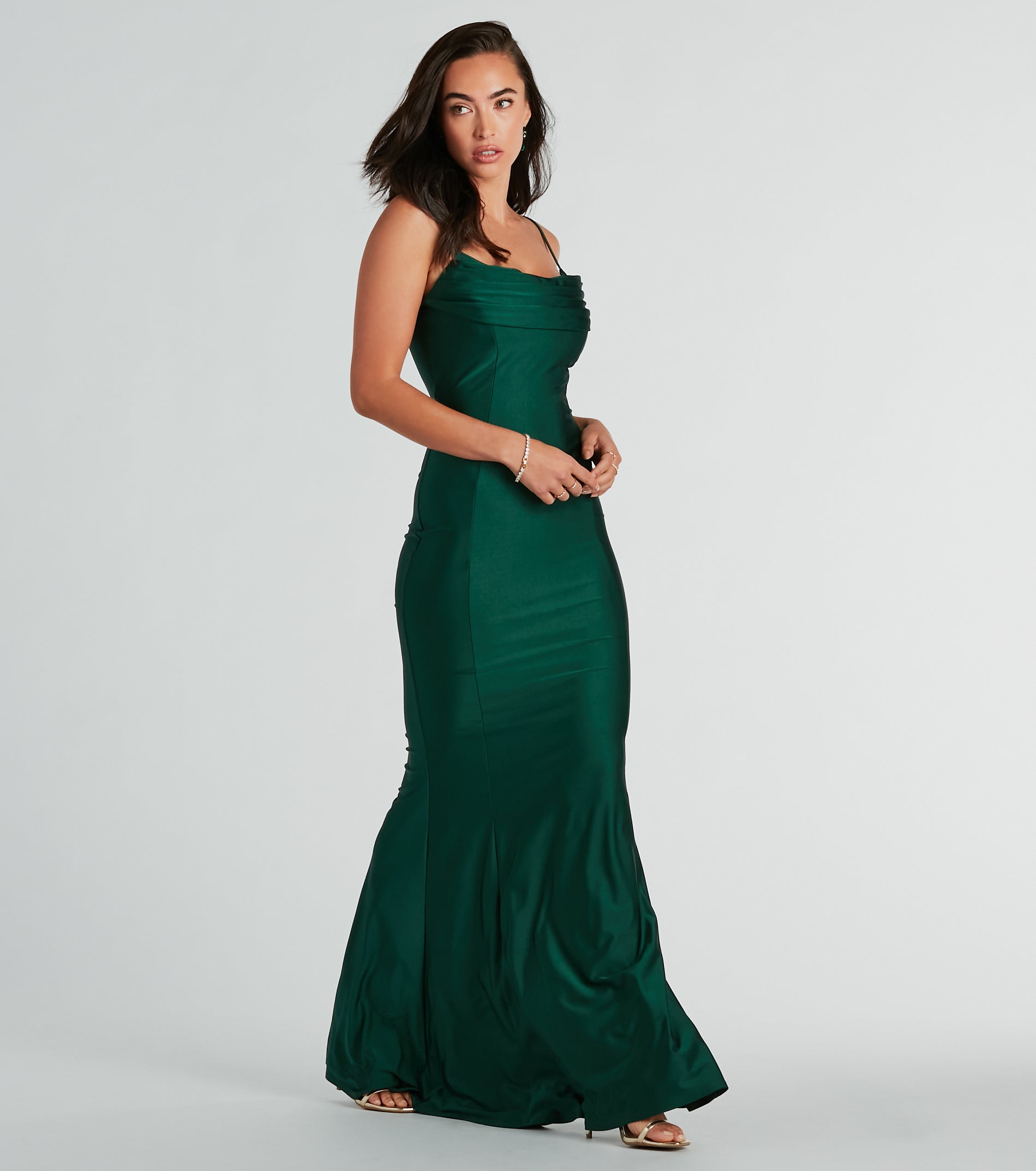Cassandra Cowl Neck Mermaid Long Formal Dress - Image 3
