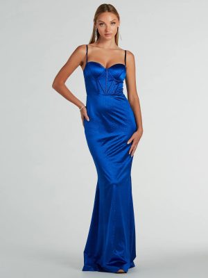 Jaiden Bustier Rhinestone Satin Formal Dress