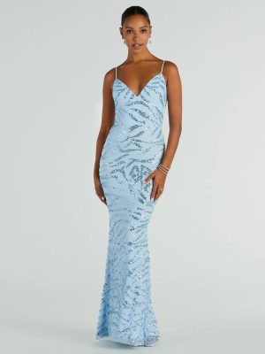 Steffanie V-Neck Sequin Bead Mermaid Formal Dress