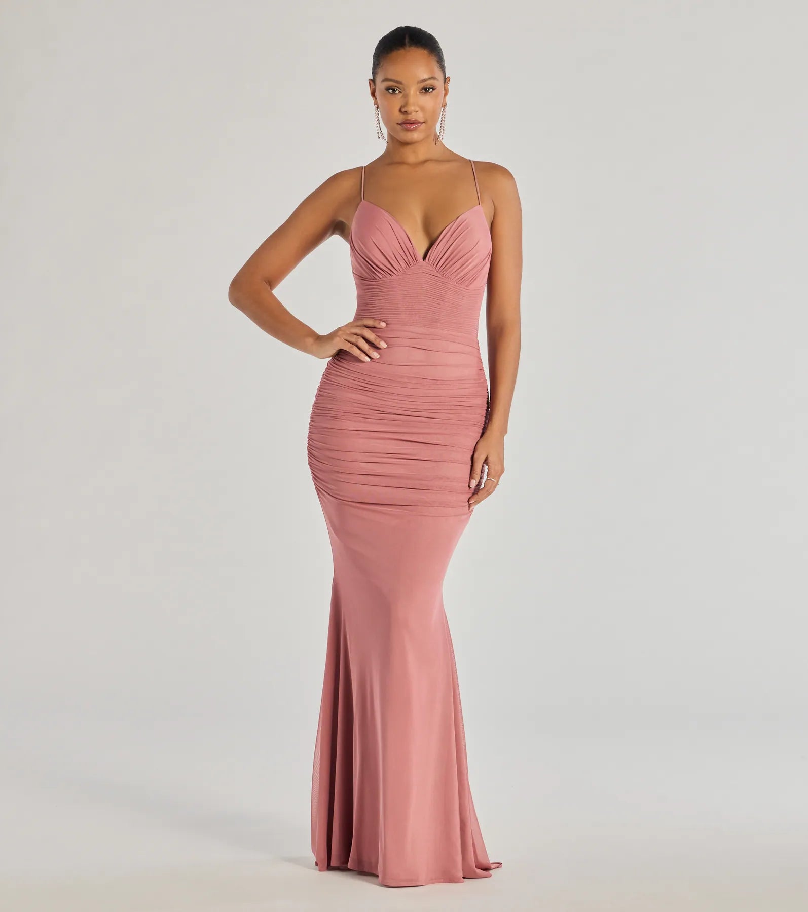 Lexi Formal Mesh Lace-Up Mermaid Long Dress - Image 6