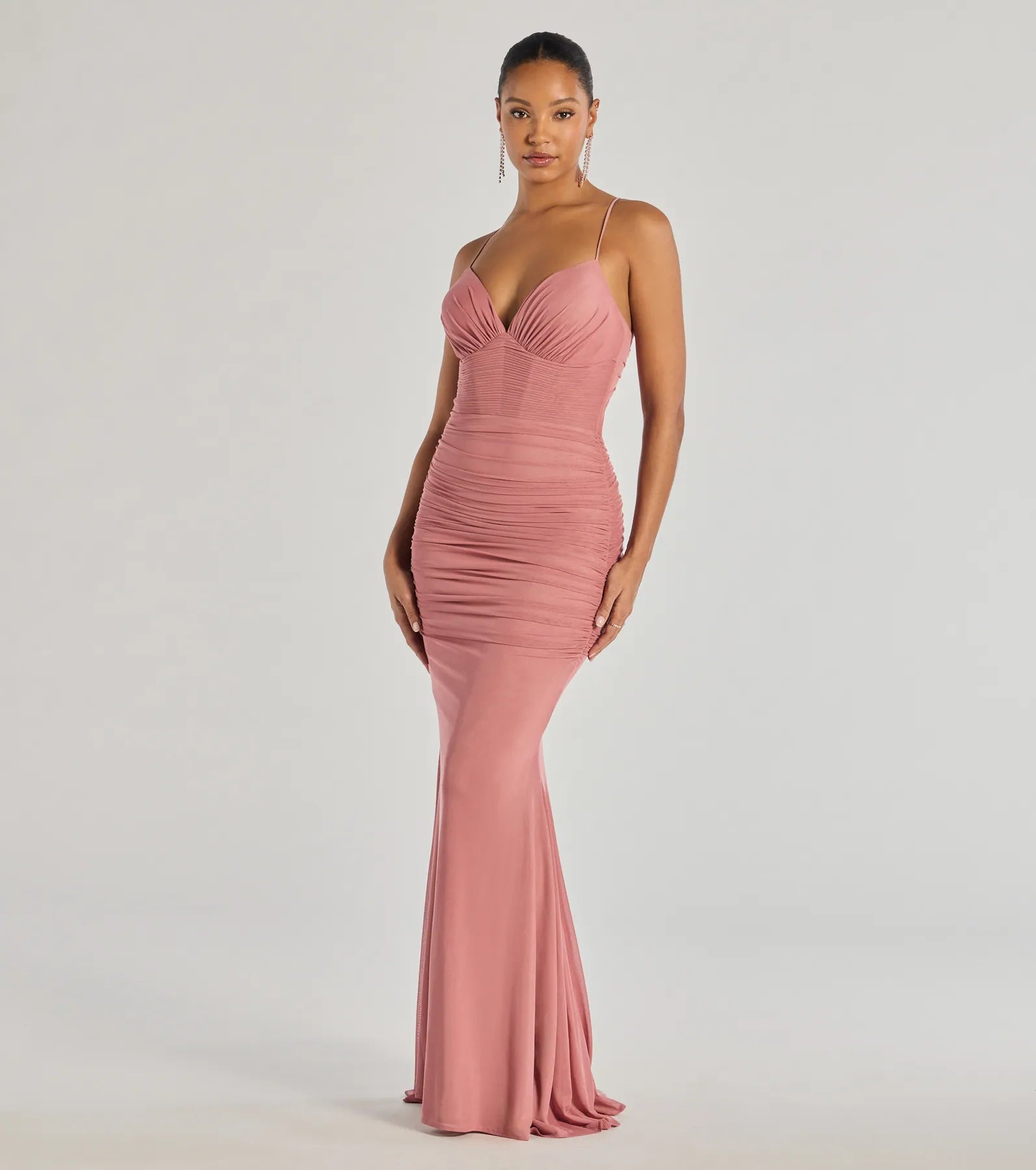 Lexi Formal Mesh Lace-Up Mermaid Long Dress - Image 9