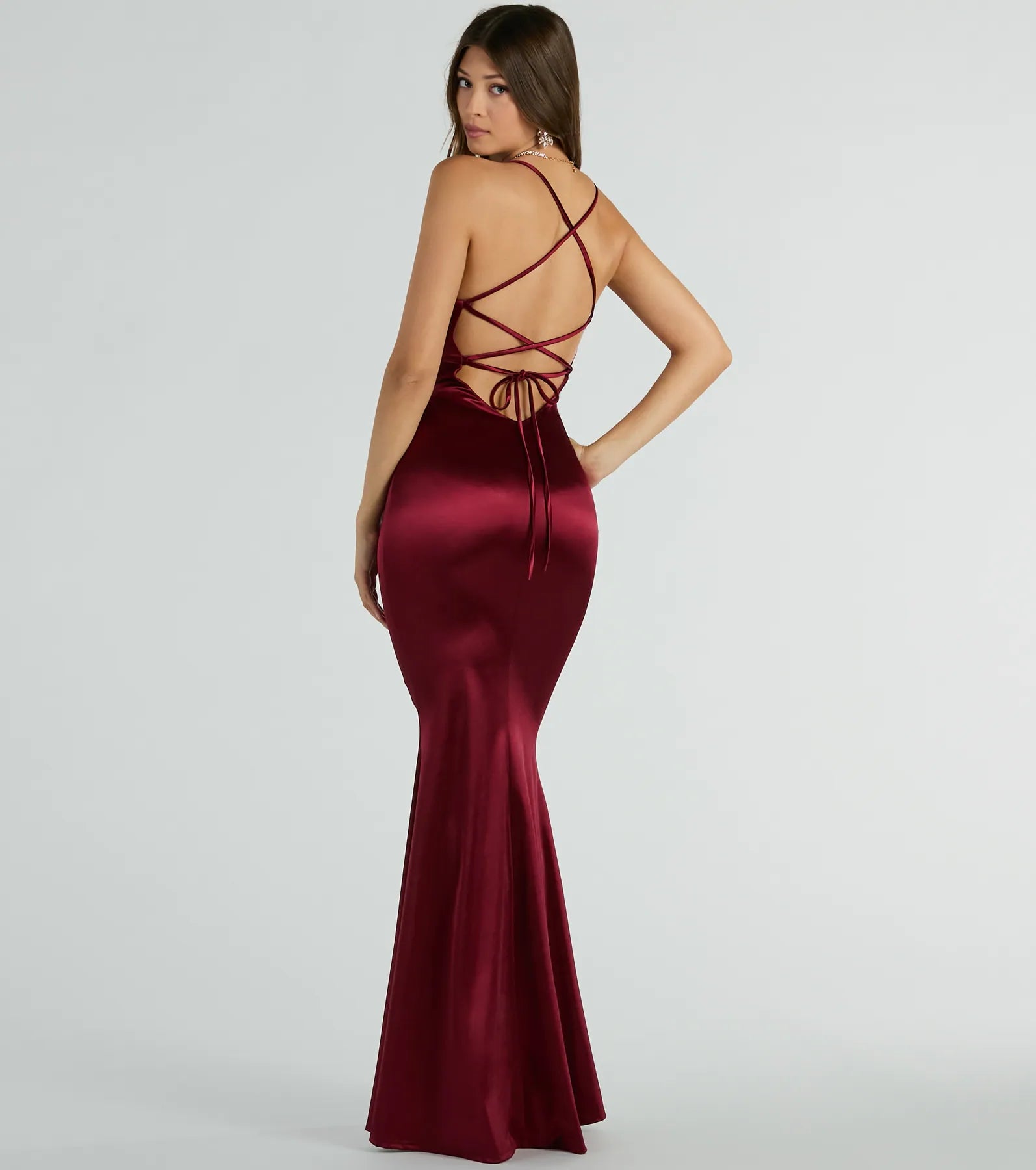 Emmie Lace-Up Mermaid Satin Formal Dress - Image 6