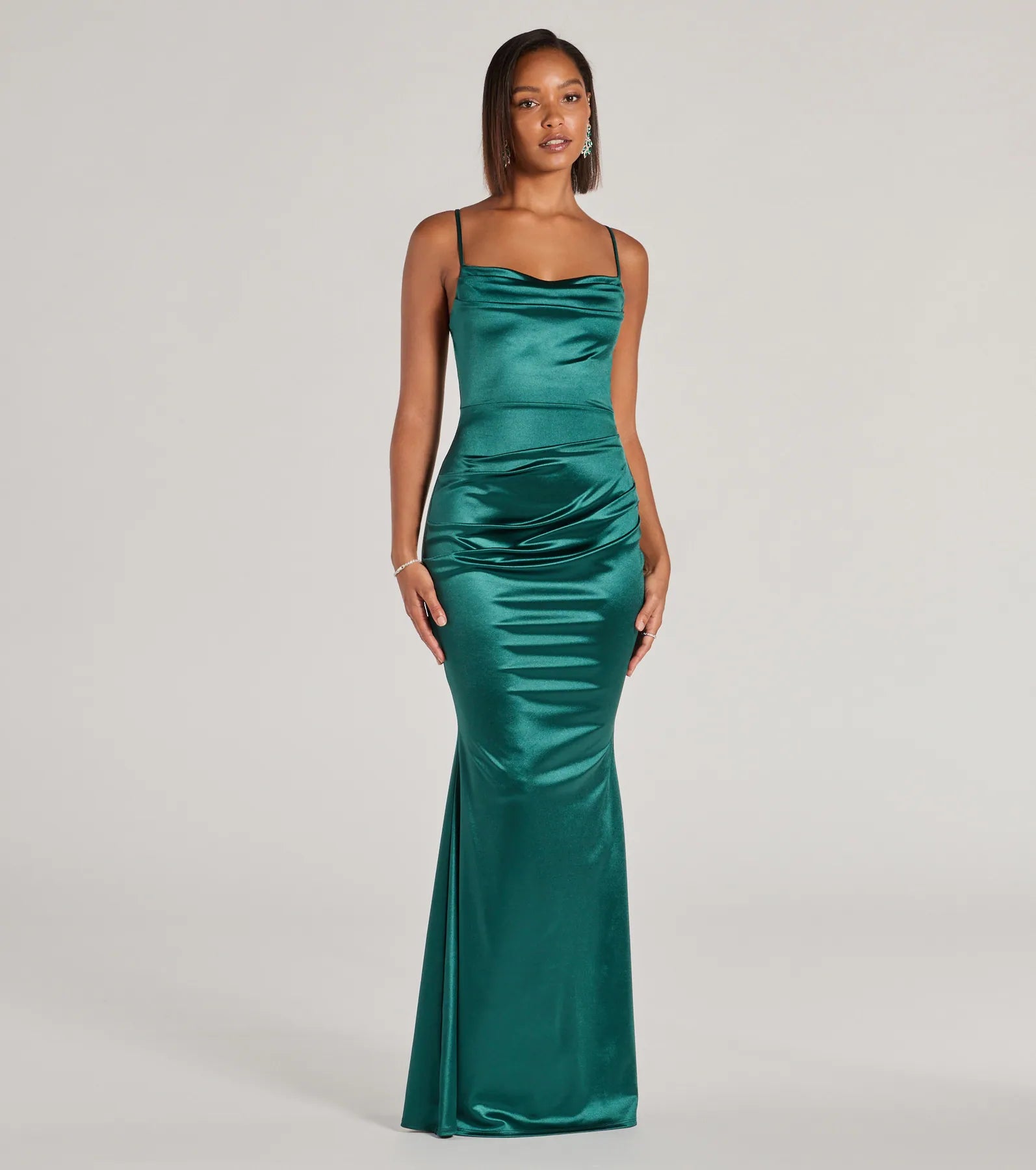 Courteney Cowl Neck Mermaid Satin Formal Dress - Image 8