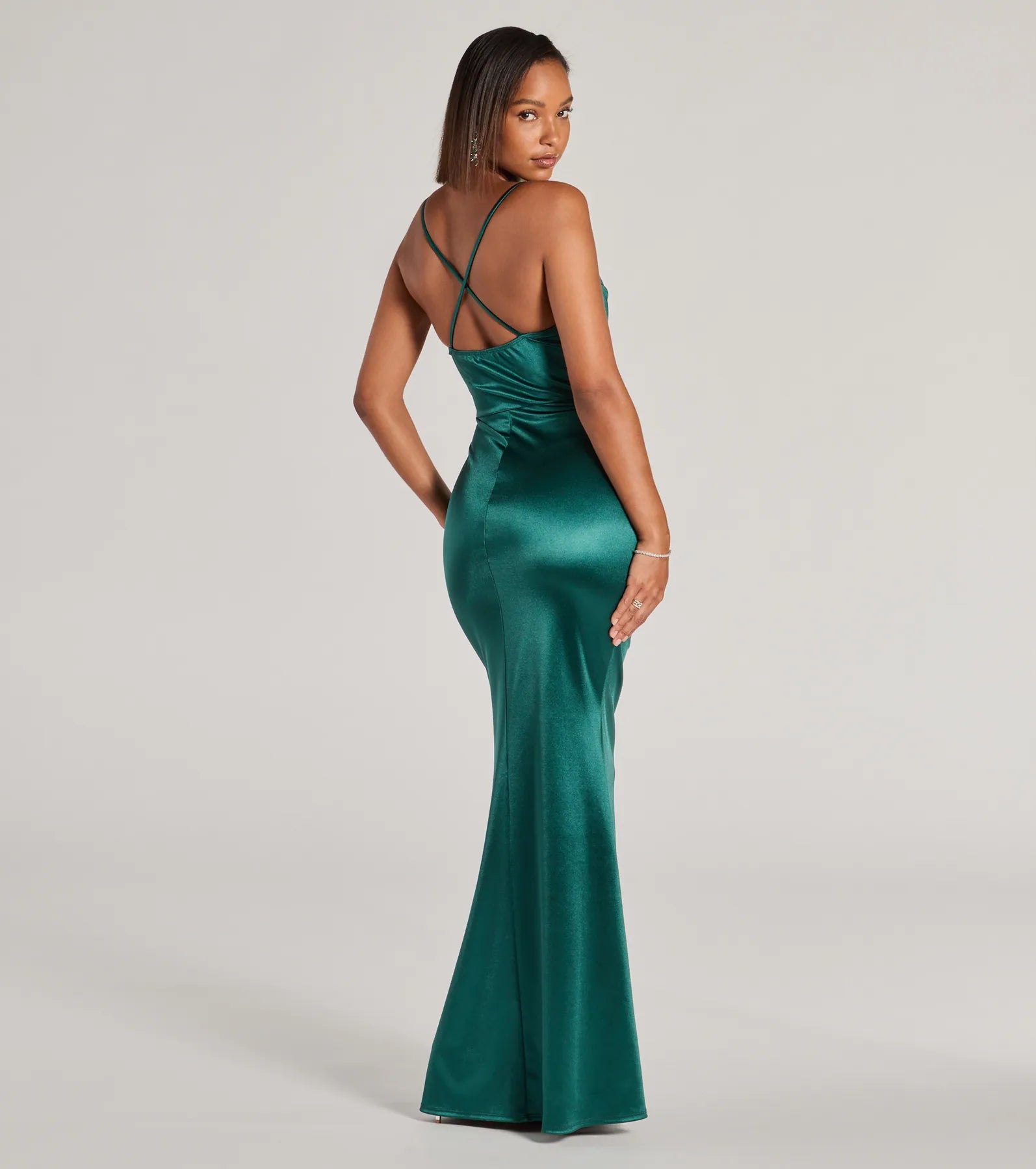Courteney Cowl Neck Mermaid Satin Formal Dress - Image 9