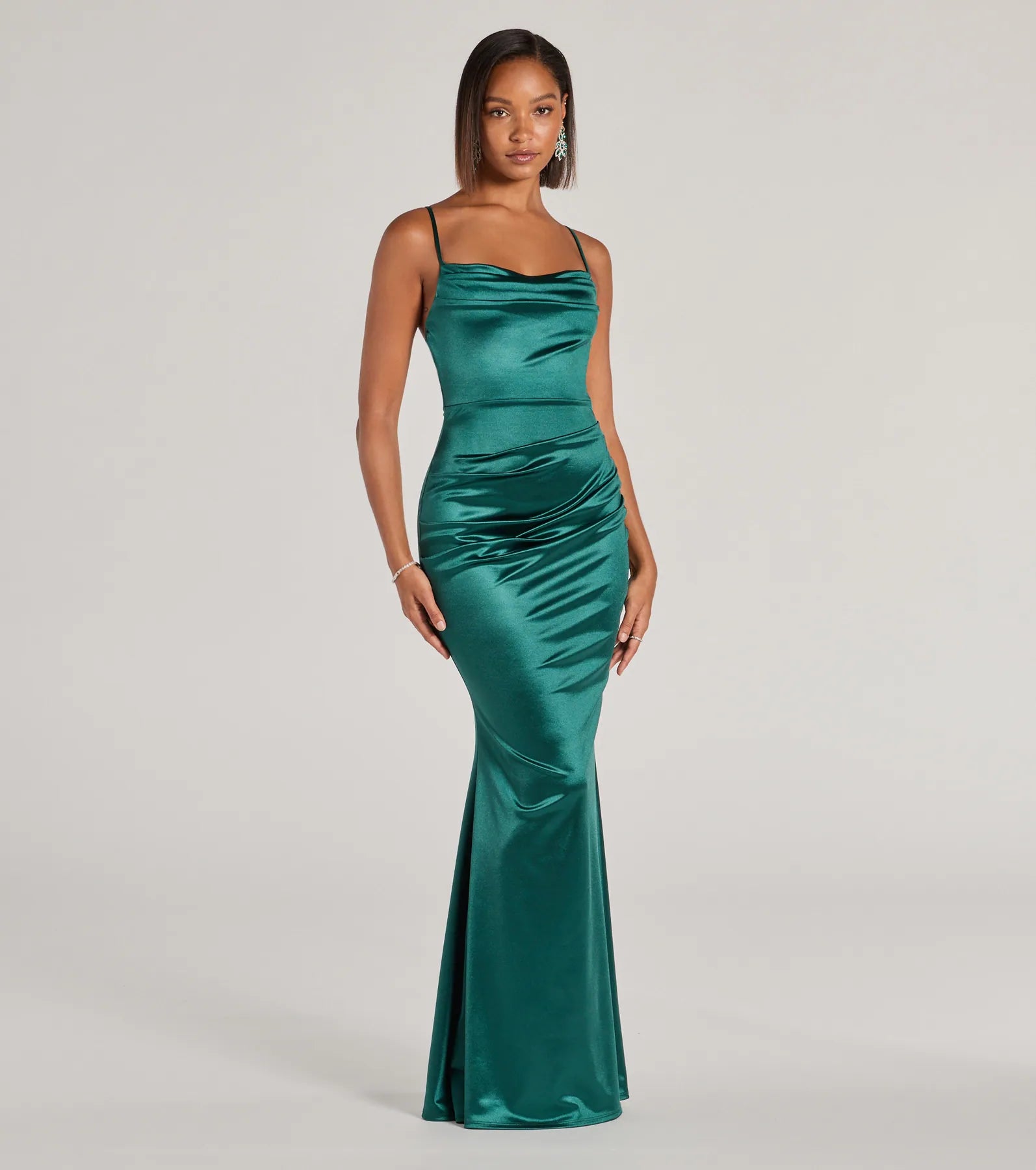 Courteney Cowl Neck Mermaid Satin Formal Dress - Image 11
