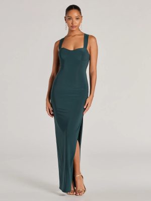 Marleigh Lace-Up High Slit Formal Dress