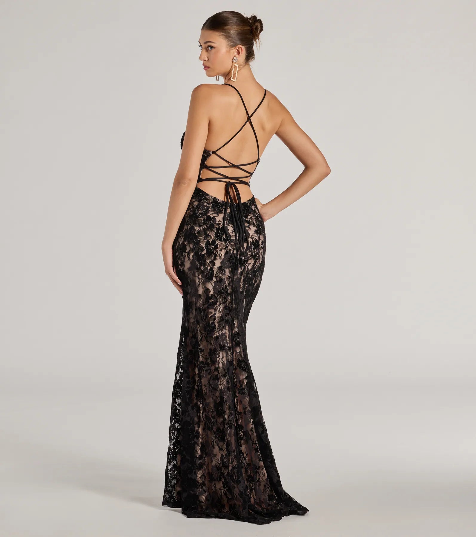 Mckenna Velvet Flocked Lace Mermaid Dress - Image 2