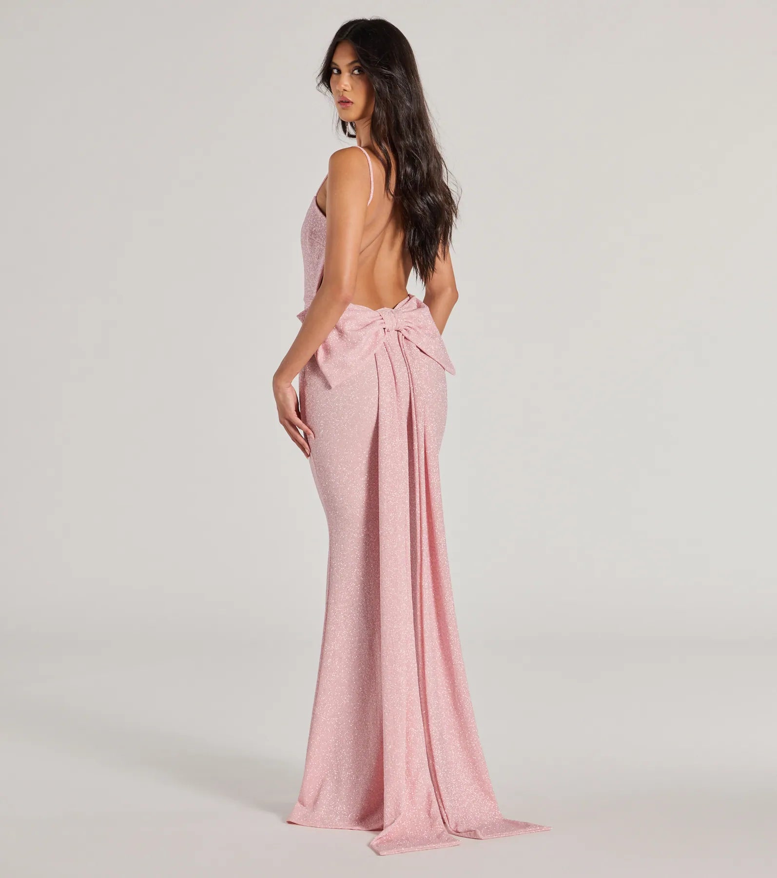 Gwendolyn Glitter Knit Bow-Back Mermaid Dress - Image 16