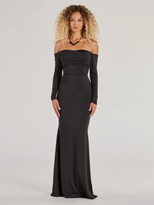 Haven Knit Off-The-Shoulder Lace-Up Mermaid Dress