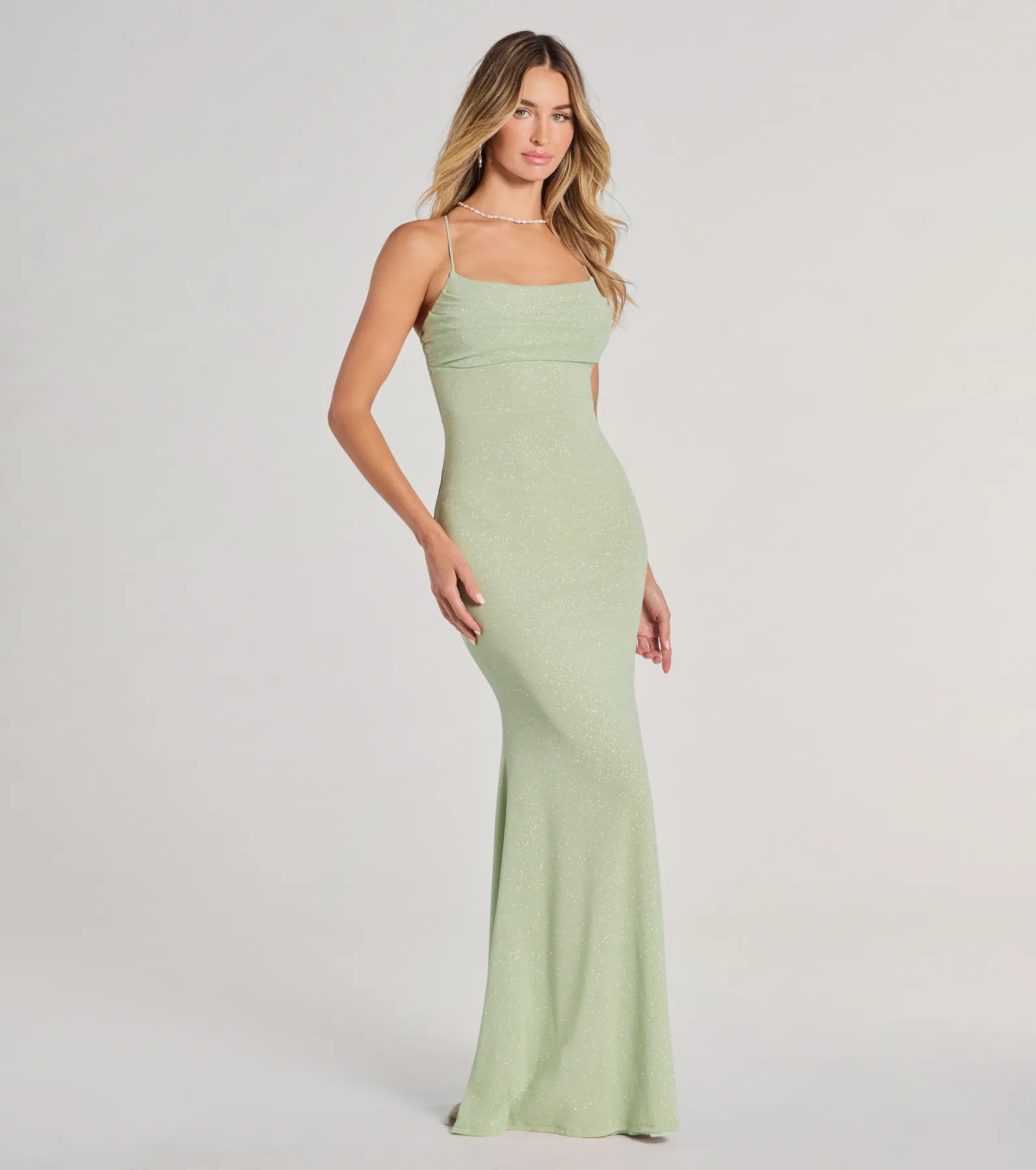 Molly Lace-Up Mermaid Glitter Formal Dress - Image 8