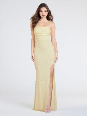 Cindy Beaded Strapless Column Formal Dress