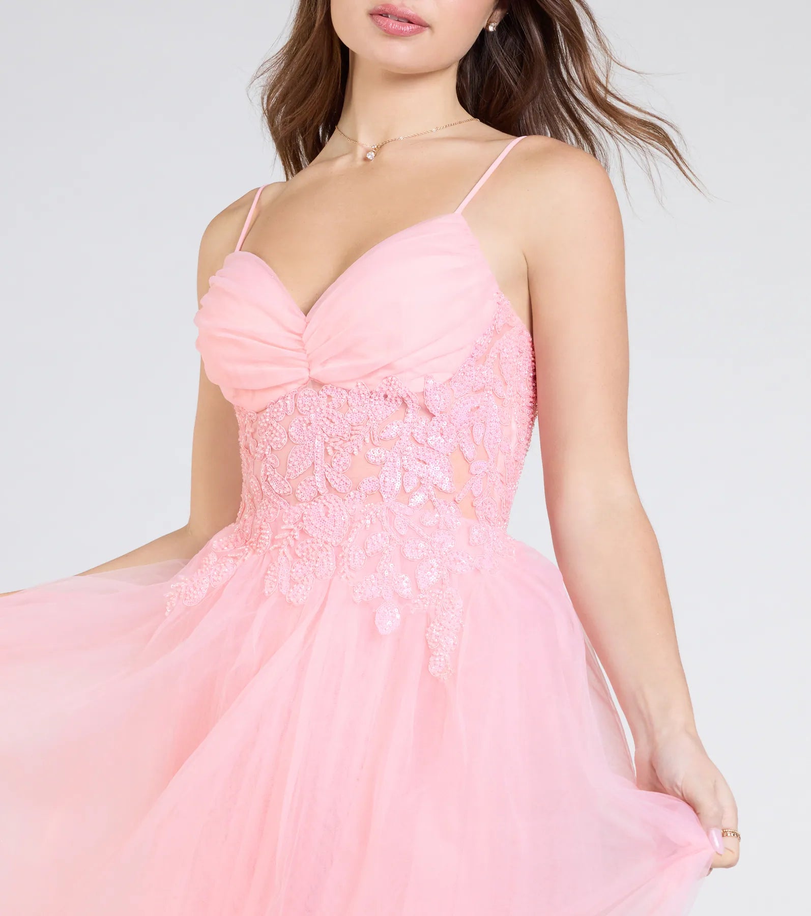 Alia Sequin Applique A-Line Tulle Formal Dress - Image 4