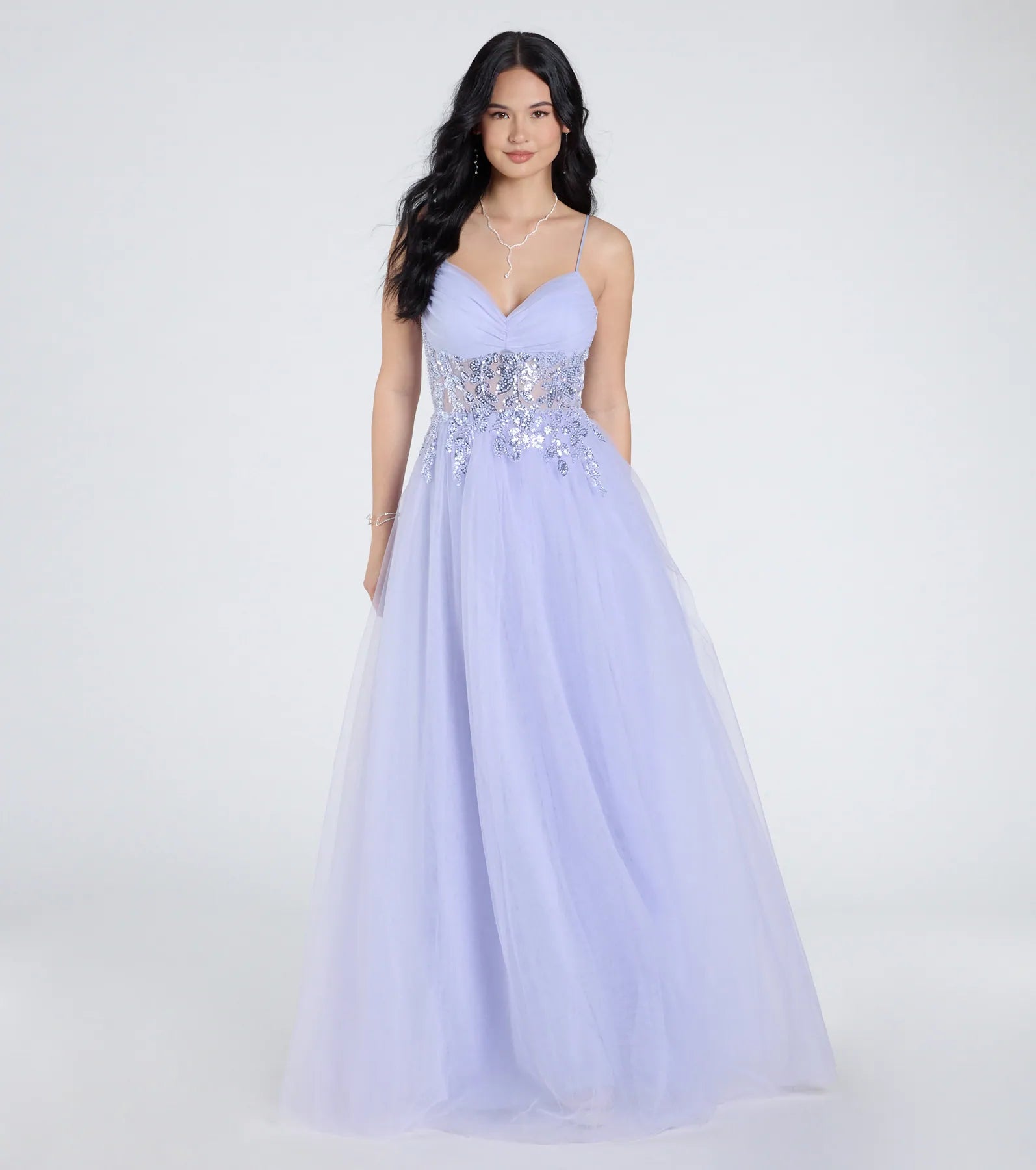 Alia Sequin Applique A-Line Tulle Formal Dress - Image 6