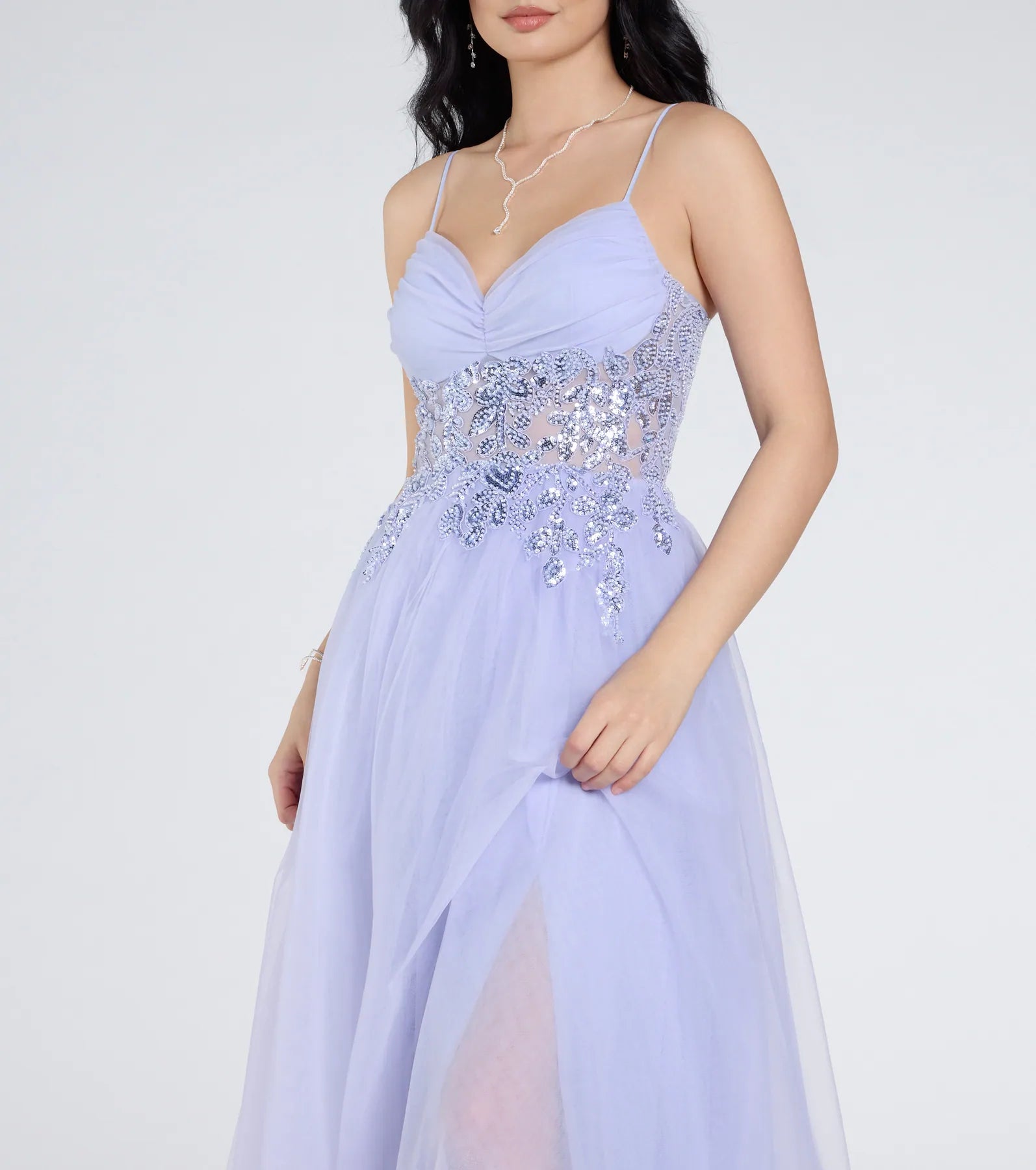 Alia Sequin Applique A-Line Tulle Formal Dress - Image 9