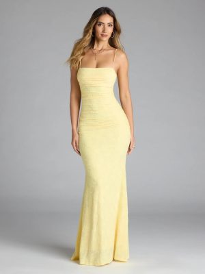 Alba Cowl Neck Mermaid Floral Formal Dress