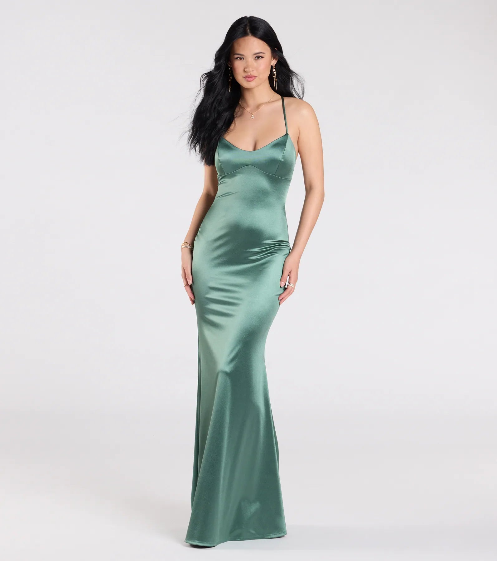 Emmie Lace-Up Mermaid Satin Formal Dress - Image 13