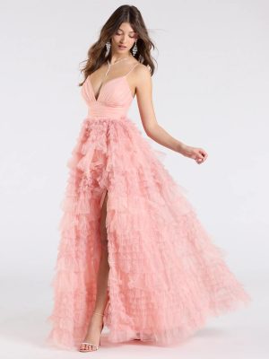 Amabella Ruffled Glitter Tulle Ball Gown