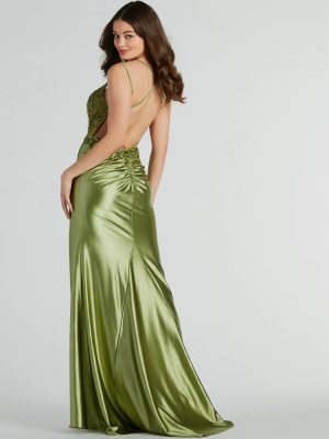 Dayna Corset Floral Embroidery Satin Formal Dress