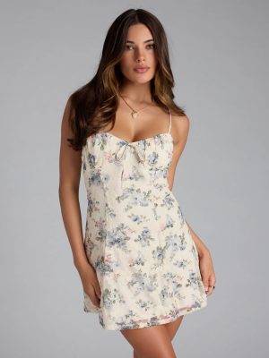 Sweet Charm Floral Burnout A-Line Mini Dress