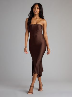 Effortless Flirt Tube Ruffled Midi Dress