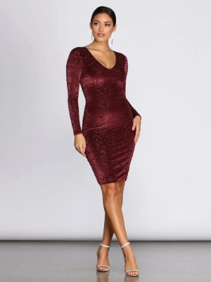 Burnout Flocked Velvet Midi Dress