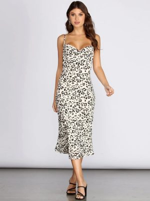 Fierce Leopard Sleeveless Midi Dress