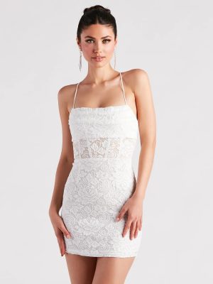 Chic Devotion Lace Cowl Neck Mini Dress