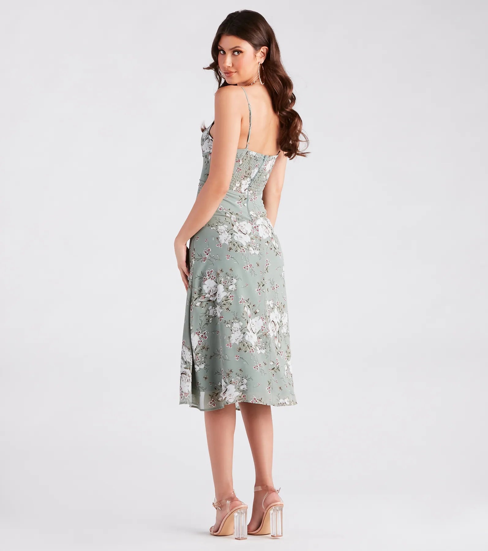 Garden Chic Floral Chiffon Midi Dress - Image 2