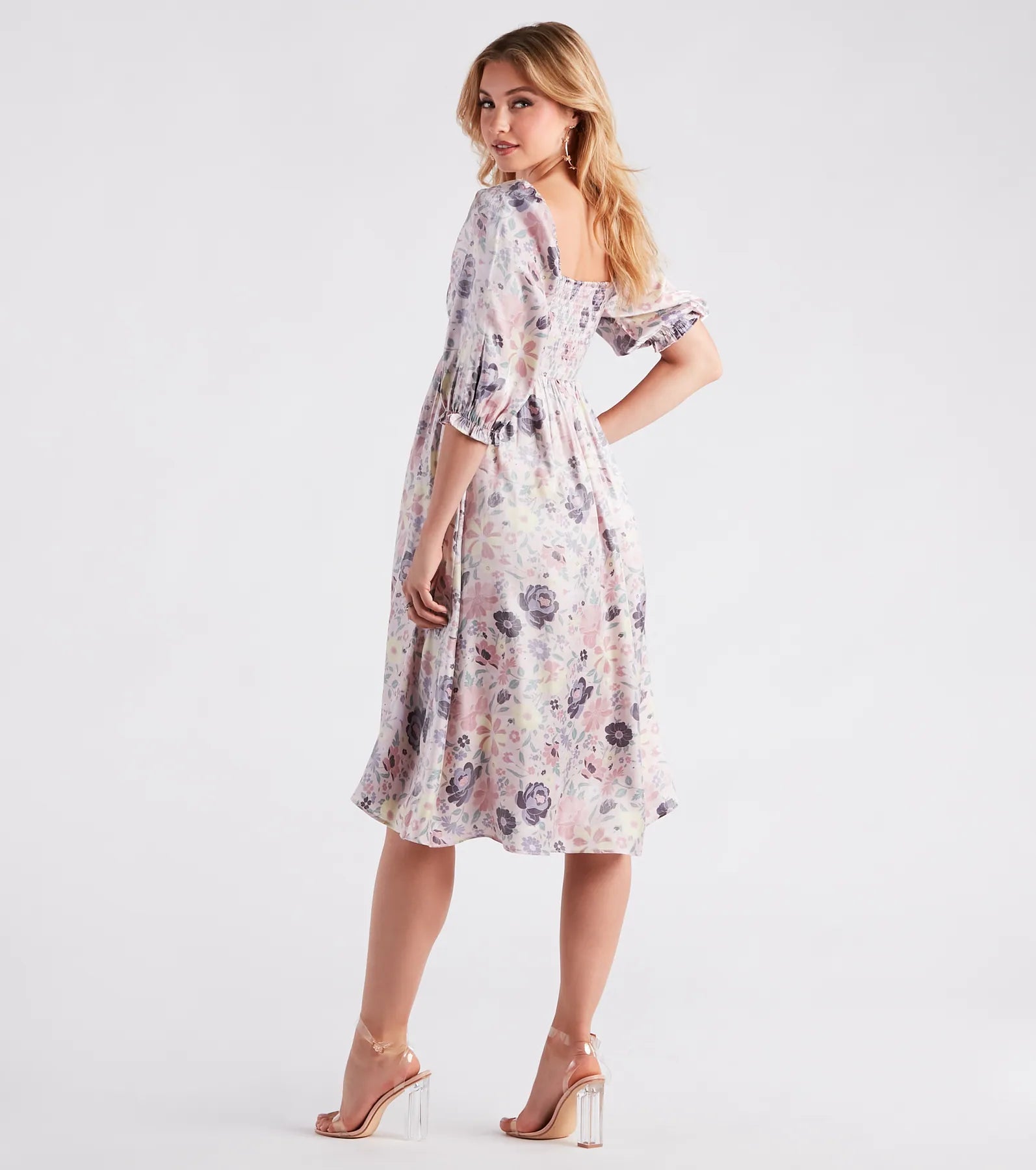 Take In The Beauty Satin Floral Midi Dress - Image 2