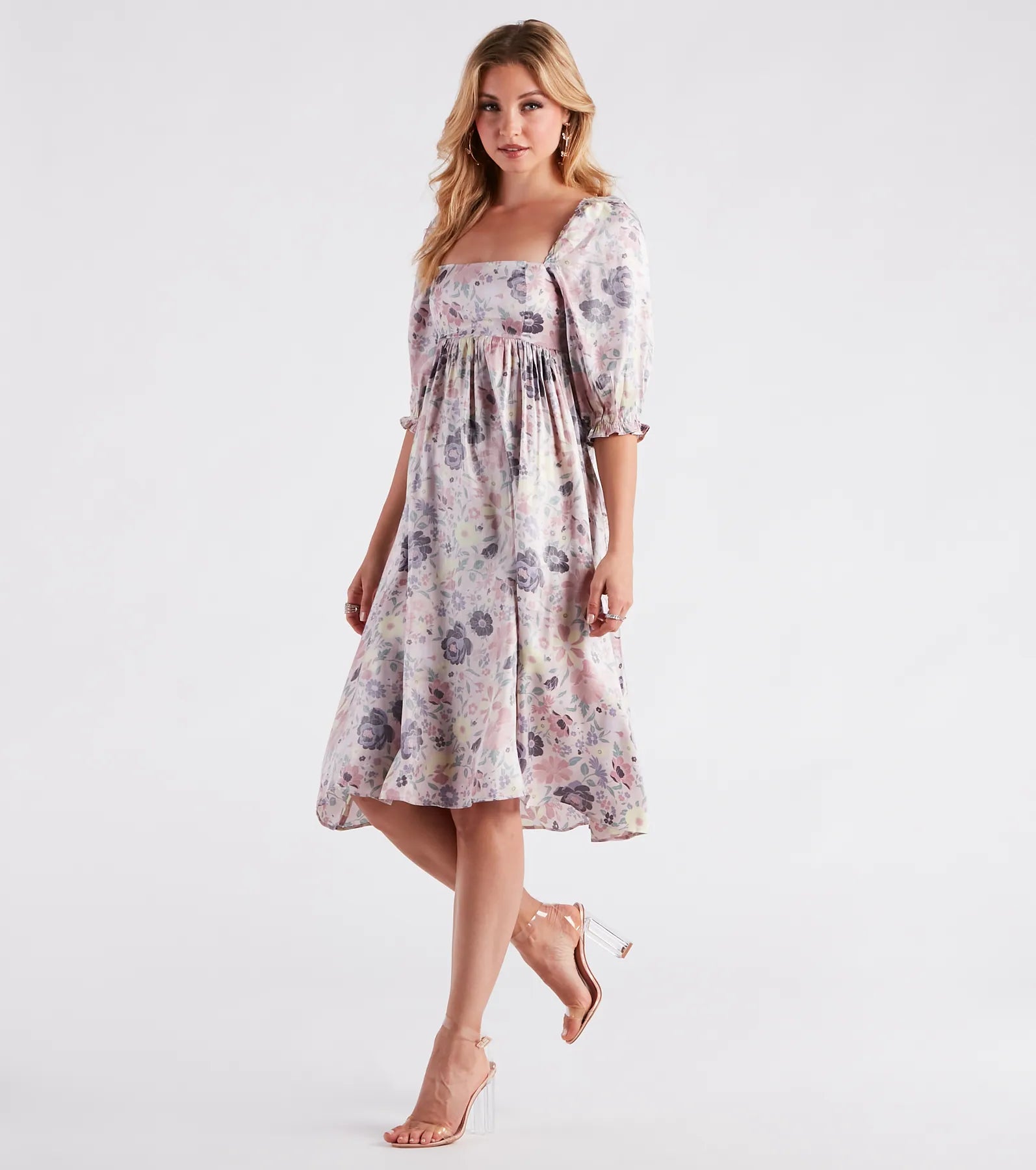Take In The Beauty Satin Floral Midi Dress - Image 3