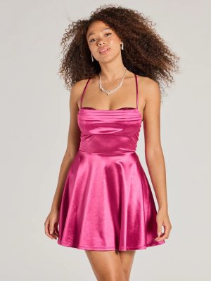 Luxury Views Satin Sequin Skater Dress