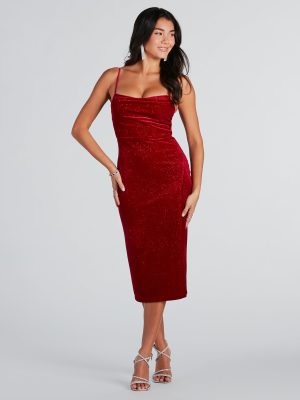 All Is Merry Velvet Glitter Midi Dress