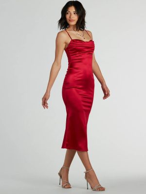 Feeling Luxurious A-Line Satin Midi Dress