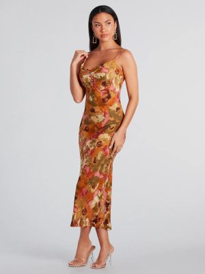 Simply Fine In Floral A-Line Midi Dress