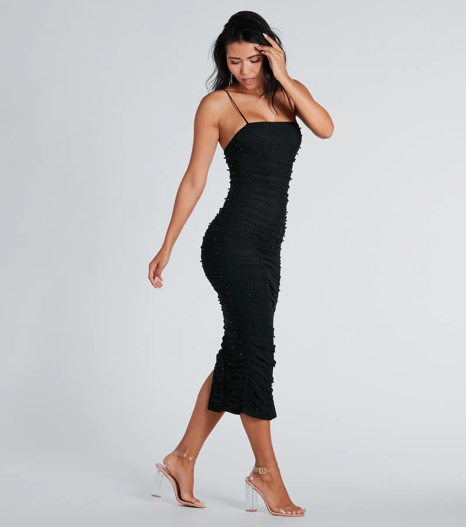 Not Your Average Pearl Mesh Midi Dress - Image 9