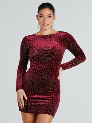 Luxe Energy Glitter Velvet Long Sleeve Mini Dress