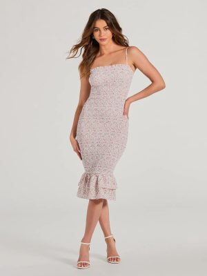 Dreamiest Summer Smocked Floral Chiffon Midi Dress