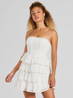 Sweetest Sight Strapless Ruffled Eyelet Mini Dress