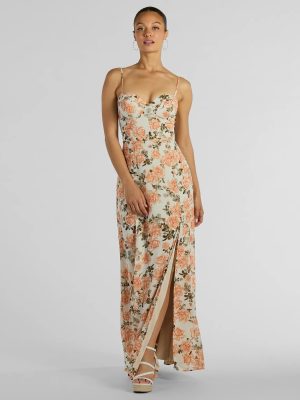 Gorgeous Arrival Rose Floral Chiffon Maxi Dress
