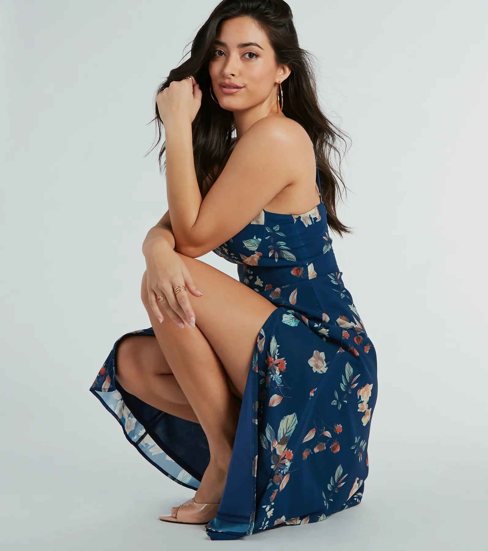 Garden Chic Floral Chiffon Midi Dress - Image 7