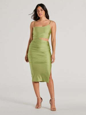 Just My Type Cutout Bodycon Satin Midi Dress