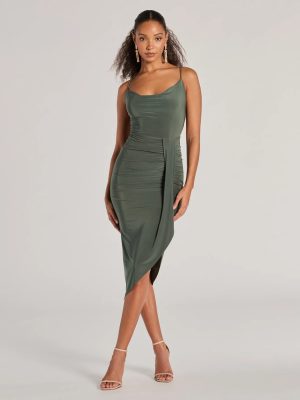 Thriving Poise Lace-Up Side Slit Midi Dress