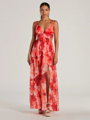 Vacay Attitude V-Neck Floral Tropical Maxi Dress