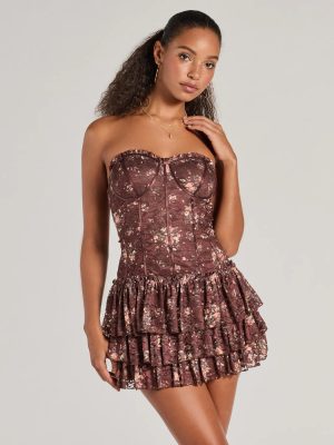 Flirty Fleur Strapless Floral Lace Mini Dress