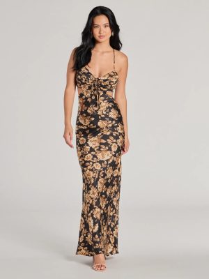 Gorgeous Bloom Floral Satin Maxi Dress