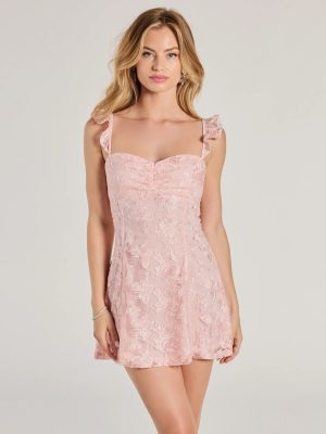 Stroll The Garden Butterfly Lace A-Line Mini Dress