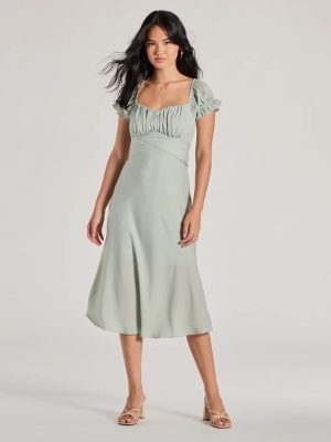 Sure To Adore Puff Sleeve A-Line Midi Dress