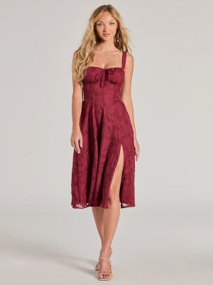 Delightful Impact Corset Slit Chiffon Midi Dress